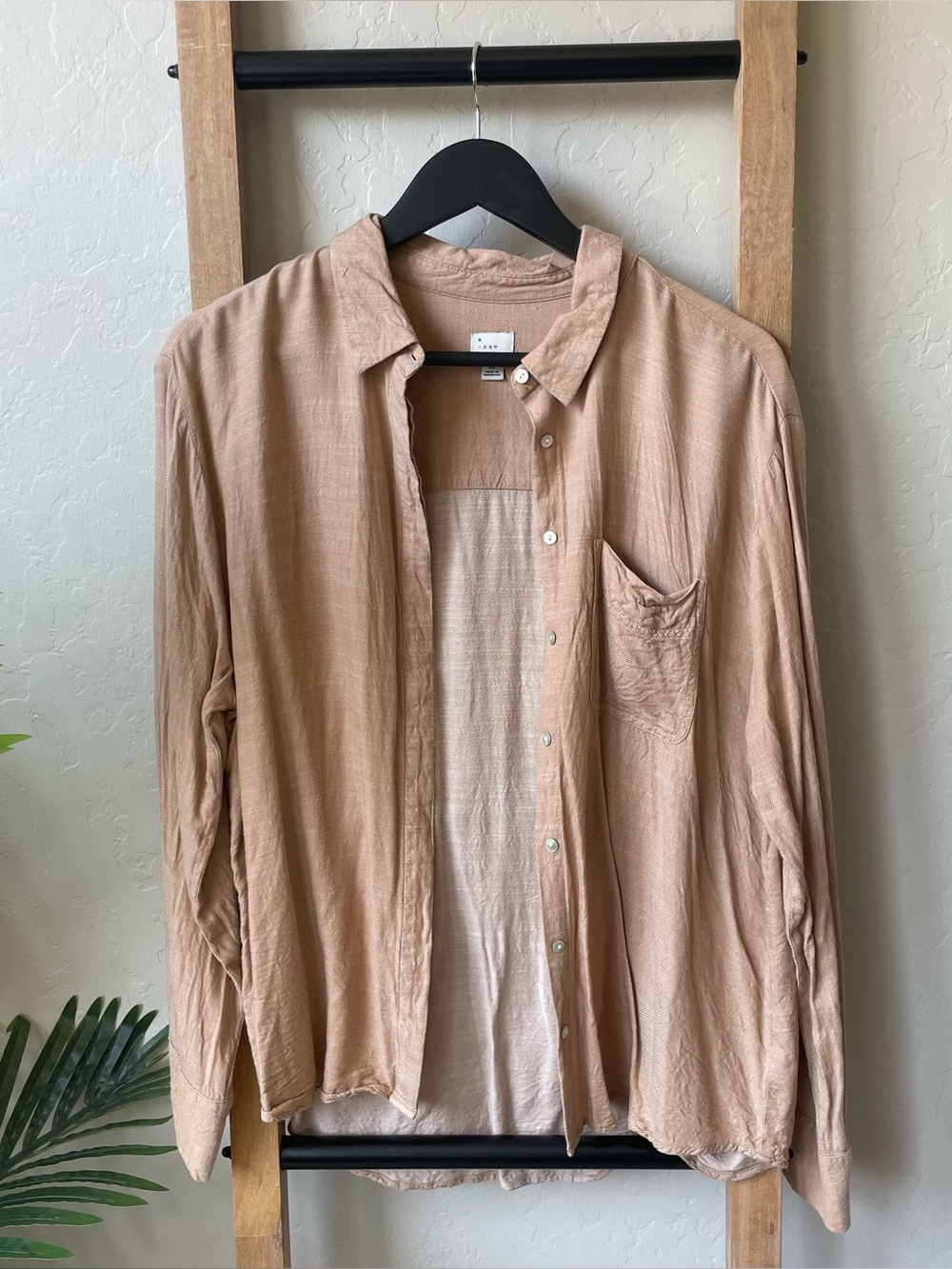 A New Day Tan Button-Front Women's Shirt